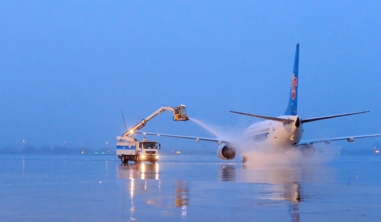 2018年10月18日，烏魯木齊迎來今冬首場降雪，南航正式啟動除防冰保障工作。新疆北部地區冬季長達半年，除防冰工作會從每年10月份一直持續到來年4月。——張思維攝.jpg